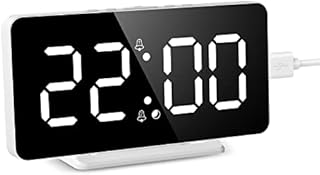 Criacr LED Digital Alarm Clock, 6.5" Large LED Display Alarm Clock with Auto/Manual Dimmer, 2 Alarms, Snooze Function, USB Port, Memory Function, Wall Hanging for Travel, Bedroom