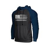 H HYFOL Men's Sweatshirt USA FLAG Patriotic Graphic Polyester Hoodies for Men Pocket Raglan Long Sleeve Sweatshirts(Medium Grey,XL)