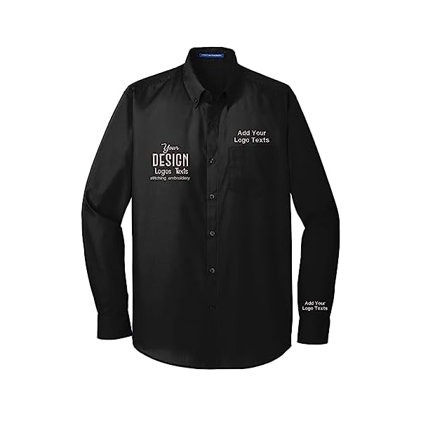 INK STITCH Men W100 Custom Personalized Embroidery Add Logo Texts Easy Care Long Sleeve Dress Buttondown Shirts - Image 3