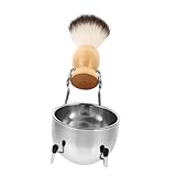 FIXOSHEE メンズシェービングブラシ 軽量携帯用泡立てボウル ステンレスブラシラック付き 収納便利 旅行出張適応 髭剃り用スムーズシェービ
