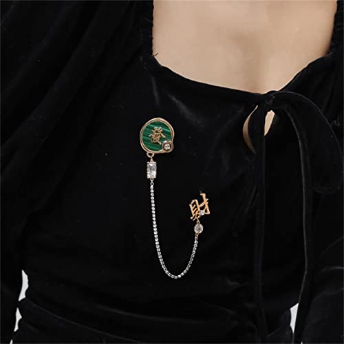 Joyluckycat Chinese Mahjong Brooch Chinese Style Original Malachite Designer Brooches And Pins Pins Fortune Brooch #TOP5