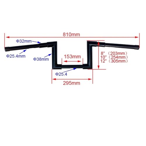 Barra de suspension manillar Fat Z 15 pulgadas elevacion 8 10 12 equilibrio estabilidad moto 6