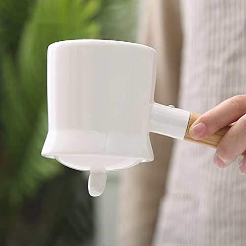 Hervidor de café Hervidor de café Cerámica Leche Calefacción Pot Kettle Coffee Fabricante con Mango de bambú Largo… - Imagen 5