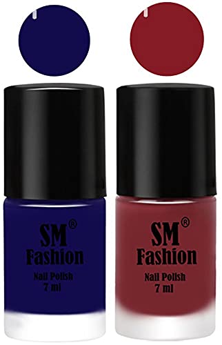 Image of Long Lasting Nail Polish | Nail Paint Combo 7 ml Each) - Set of 2 Dark Blue-Plum