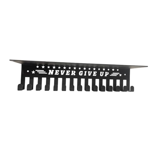 pistro Estante de metal para medallas con 15 ganchos, soporte de premios montado en la pared para gimnasia, fútbol, pista de natación, 11.8 x 3.1 x 2.45 pulgadas