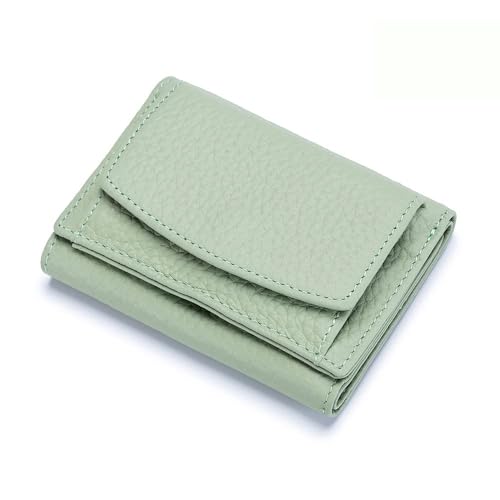 2024 New Genuine Leather RFID Blocking Card Holder Organizer Pocket Mini Wallet, Unisex Anti-Credit Card Fraud Folding Mini Wallet for Women (Light green)