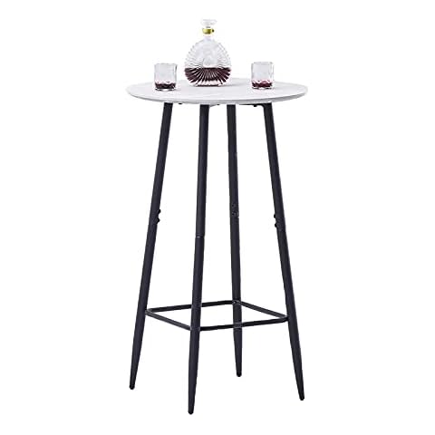 AINPECCA Round Bar Table with Marble Grain Cover