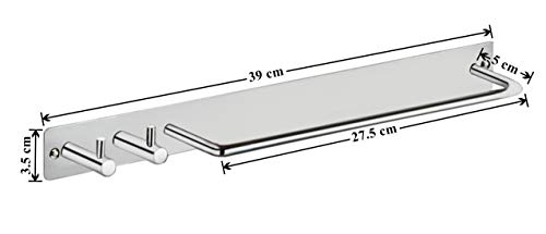 Image of Plantex Stainless Steel Single Towel Rod with Hooks for Bathroom /Towel Stand for Kitchen /Towel Hanger /Hook Rail /Bathroom Accessories (Matt Finish)