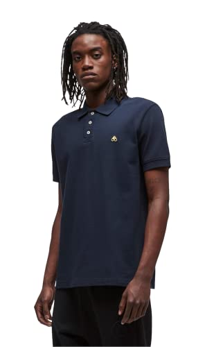 Moose Knuckles Mens Pique Polo Gold Navy Small
