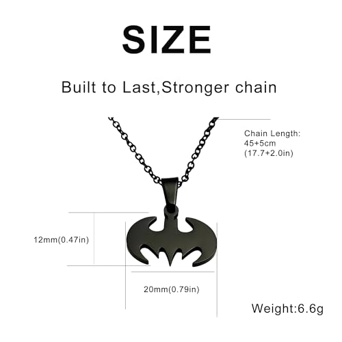 Women's Men' Lightweight Surgical Stainless Steel Bat Pendant Necklace Bat Charm Insect Necklace3
