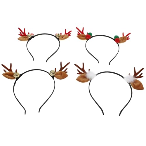Healvian 4 Piezas diadema navideña para decoración perlas de juguete felpa falso disfraces navideños natal decoração accesorio para el cabello de navidad accesorio para el cabello paño