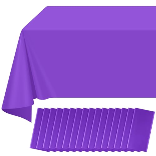 Image of 16 Pack Purple Plastic Tablecloth for Rectangle Tables, Premium Decorative Purple Disposable Table Cloths for Parties, Rectangle Party Table Cover for Birthday Anniversary Graduation, 54x108 Inch