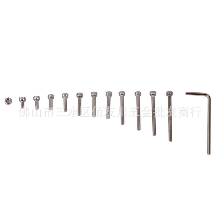 Generic 440pcs M3 304 Stainless Steel Hex Hexagon Socket Screw Nut Set Flat Head Thin Low Short Profile Head Cap Screw Bolt L6-40mm - (Size: 440pcs Set Stainless)