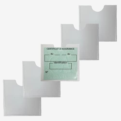2 Pochettes Porte Vignettes Attestation Assurance Auto | Fabriqué en France |Etui Adhésif Transparent Autocollant | Voiture Rangement Protection Plastifiée