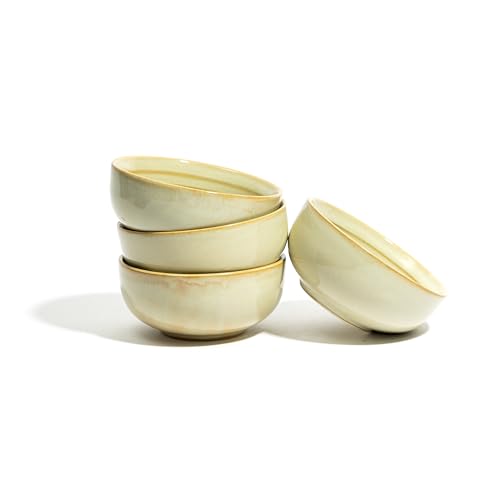 Image of Beyond Homes Ceramic Bowl Set of 4, 240ml | Microwave & Dishwasher Safe Ceramic Serving Bowls for Snack & Vegetables | Dal Curry Katori for Kitchen | Matte-Finish (4, Pistachio)