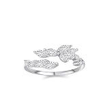 Tolldek Alianzas de boda 9K/14K/18K, oro blanco, forma de hoja, anillos de amistad con moissanita, talla 47-65, joyas auténticas, anillo de boda, oro blanco, Au 375/585/750, talla 47-65, Oro blanco