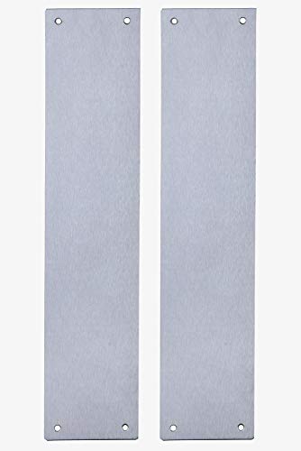 Simply Hardware - Placas de empuje de acero inoxidable satinado (2 unidades, 350 x 75 mm, con fijaciones