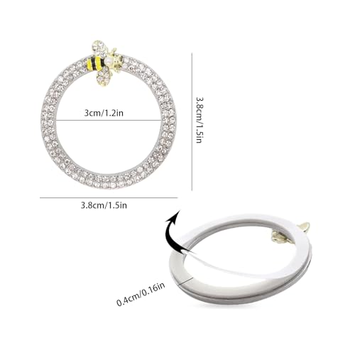 Image of ORIESSE Bee Car Accessories Engine Push Start Button Car Decor Ring | Silver Girly Start /Stop Button Charm,Bling Rhinestone Alloy Star Button Decoration Ring