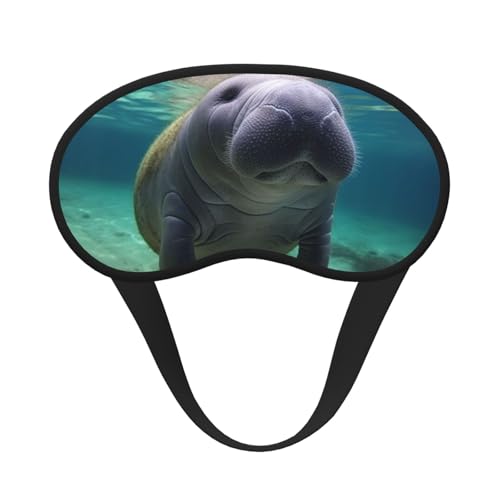 Sleep Mask for Side Sleeper Silk Sleeping Eye Masks with Elastic Strap Super Soft Eye Sleep Shade Cover Cute Sea Animal Manatee Blackout Night Blindfold for Women Men Travel
