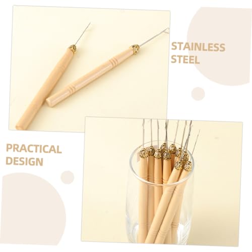 DIYEAH 8 Unidades Agulha de crochê com cabo de madeira agulhas de dreadlock de cabelo agulha de croc