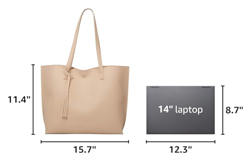 Image of Dreubea Women's Soft Faux Leather Tote Shoulder Bag from, Big Capacity Tassel Handbag