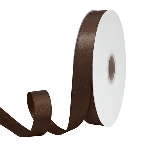 GTYBOVA 7/8 Inch x 100 Yards Ribbon Double Face Brown Satin Ribbon 100% Polyester Multiple Colors Available Ideal for Gift Wrapping Crafts Wedding Decor Hair Bow
