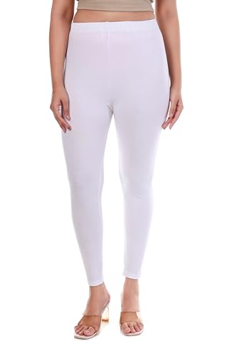 Image of TPF Women Solid Cotton Lycra Stretchable Leggings | Comfortable Ankle-Length Slim Fit Leggings for Women & Girls | Soft, Breathable Wear Bottoms