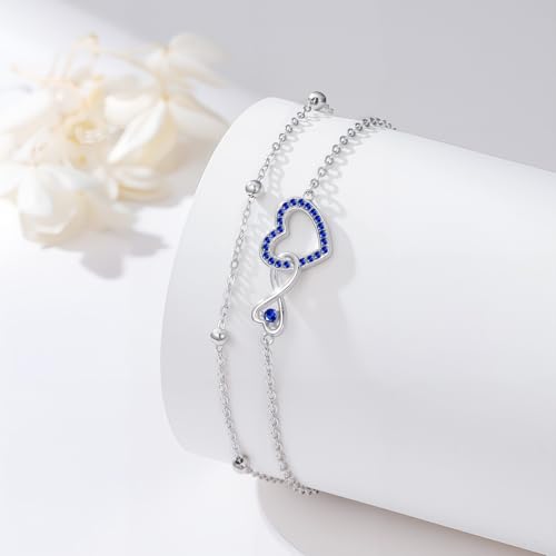 Image of Anklet for Women 925 Sterling Silver Double Infinity Ankle Bracelet Waterproof Summer Jewelry Anniversary Birthday Gifts for Her