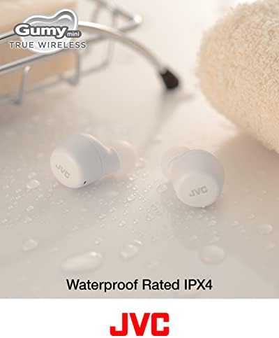 JVC Gumy Mini True Wireless Earbuds [Amazon Exclusive Edition], Bluetooth 5.1, Splash Protection (IPX4), Long Battery Life (up to 15 Hours) - HA-Z55T-W (White)