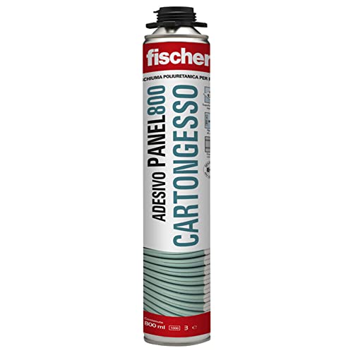 Fischer Schiuma Poliuretanica Cartongesso PANEL 800 ml per Pistola, per Incollaggio di Pannelli, Isolanti EPS, XPS e Materiali Sintetici, Lana Minerale, Bianco, 561106