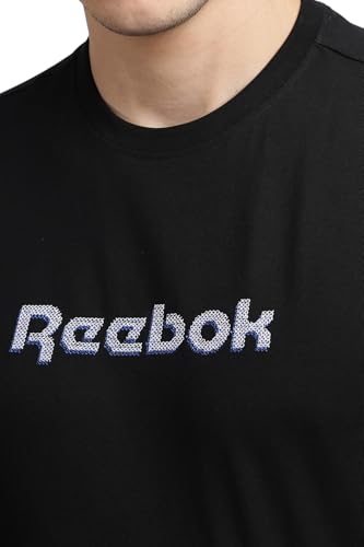 Image of Reebok Men's Cotton-Lycra Blend T-Shirt - 4-Way Stretch Smooth Smooth Round Neck Half Sleeve Tee for Men | Casual Tshirt for Men Stretchable Tshirt