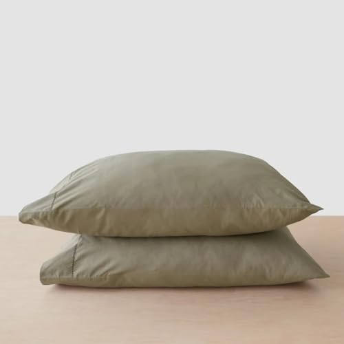 Image of Haus and Kinder Double Bedsheet, 300 TC 100% Organic Cotton Percale Weave, Fitted Bedsheet for Double Size Bed with 2 Pillow Covers - Marrow Stitch Detaling (Coastal Calm, 60 inchx78 inchx10 Size)