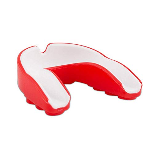 Mouth guard sports Adult moldable braces gel protective teeth|Gum Shield mouthguards for training,sparring,boxing,mma,kickboxing,basketball,hockey,lacrosse,mixed martial arts,muay thai (Red/White)