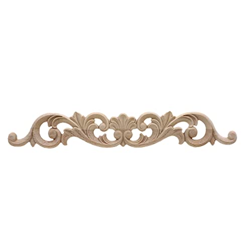 Applique murale en bois sculpté à motif floral vintage en bois sculpté pour meubles, armoire, cadre de porte, mur, décoration d'intérieur 20 cm x 45 cm Cover