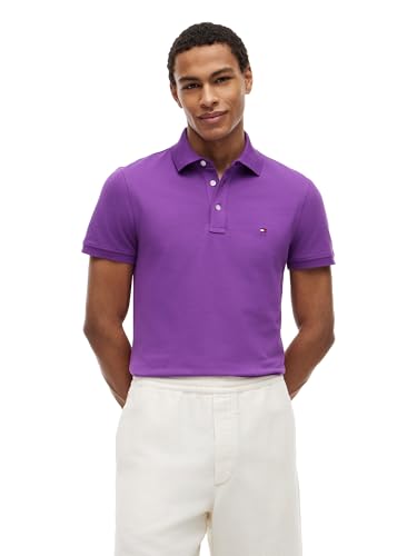 Image of Tommy Hilfiger Men's Short Sleeve Polo Shirts in Slim Fit with Stretch and Organic Pique Cotton
