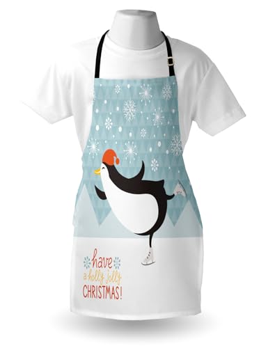 Lunarable Avental de Natal, pacote com 2, letras de Natal Have a Holly Jolly com patinação no gelo,