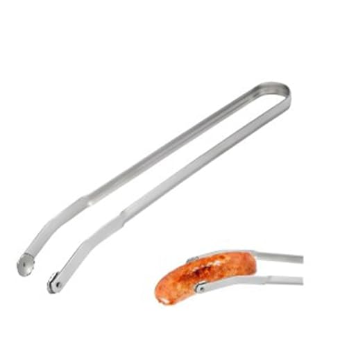 BBQ Sausage Turning Tongs Stainless Steel Long Handle Professional Grill Tongs for Sausages Bacon Steak Vegetables Heat Resistant Durable Cooking Tools
