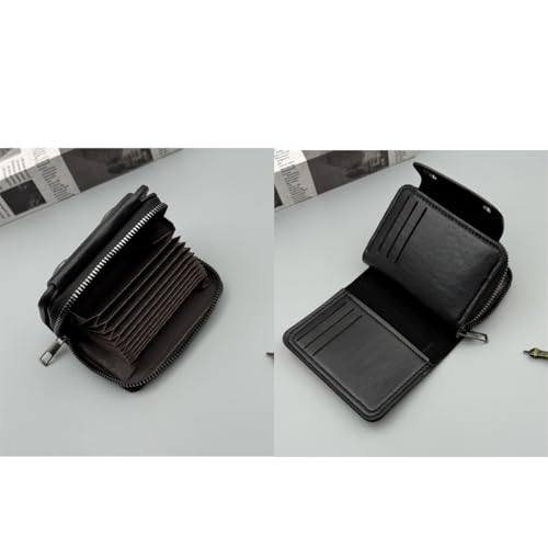 Mens Blocking Wallets Zipper Leather Wallet for Men Bifold Card Holder08（black）4
