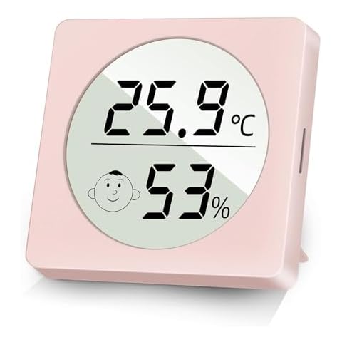 NICE-POWER Digital Hygrometer Room Thermometer Humidity Meter Mini Temperature Humidity Monitor Indoor Thermometer Humidity Gauge for Home, Office, Room, Greenhouse, Incubators (Pink) Cover