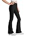 JOCMIC Girls Flare Leggings Kids Bell Bottom Pants Cross High Waisted Dance Yoga Flared Leggings Black 11-12 Years
