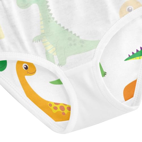 Toddler Briefs, Cute Cartoon Dinosaurs White Girls Underwear Cotton, 2T–8 Years4