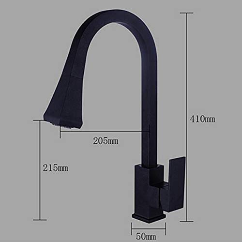 Kitchen Faucet All Copper Black Pull-Out Kitchen Faucet Square Hot Cold Rotating Sink Wash Vegetable Pot Expansion #TOP5
