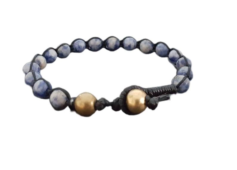 Bracelet en sodalite perles rondes 6mm idée cadeau bien-être et prospérité spirituelle