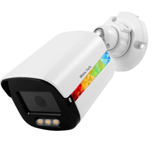 Image of White Tech Premium 5MP Outdoor PoE IP Bullet Camera Built-in Mic Human Detection Color Night Vision 3.6MM Lens for Home Office Security CCTV Camera Compatible Others Brand NVRs Support (Pack of 1)