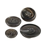 Gris MYMERCERIE Lot de 6 Boutons 4 Trous Imitation Corne Gris Anthracite - Taille 15mm