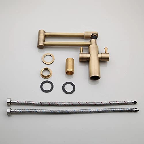 Robinet de cuisine pliant en laiton antique d'exception avec double articulation rétro - 3