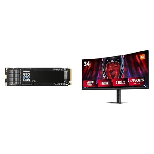 Samsung 990 EVO Plus 2TB PCIe Gen 4.0 ×4 NVMe M.2 (2280) TLC NAND 最大 7,250MB/秒 内蔵 SSD MZ-V9S2T0B-IT/EC 国内正規保証品+Xiaomi 曲面 ゲーミングモニ