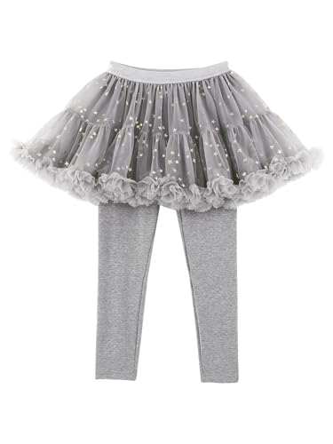 Little Girls Leggings with Skirt Shiny Sparkle Ruffle Tutu Skirt Pants Footless Leggings3
