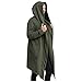 hhaappyy Men's Mid-Length Street Fashion Steampunk Cape Cloak with Hood Long Sleeve Fleece Cardigan Trench Coat with Pockets Army Green