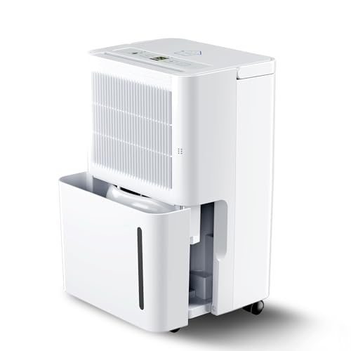 2,500 Sq Ft Home Dehumidifier with Drain Hose, 74 OZ Water Tank, 24 Hr Timer, 3 Modes High Efficiency Compressor for Basement, Bedrooms, Bathrooms and Laundry Rooms